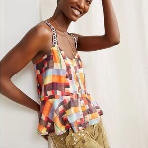 Anthropologie Pilcro Abstract Peplum tank Top Medium